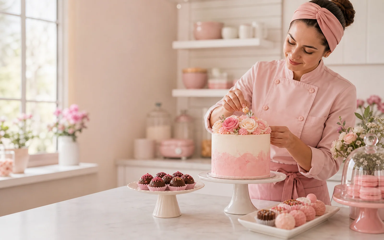 Bolos e doces preparados para a história da sua festa